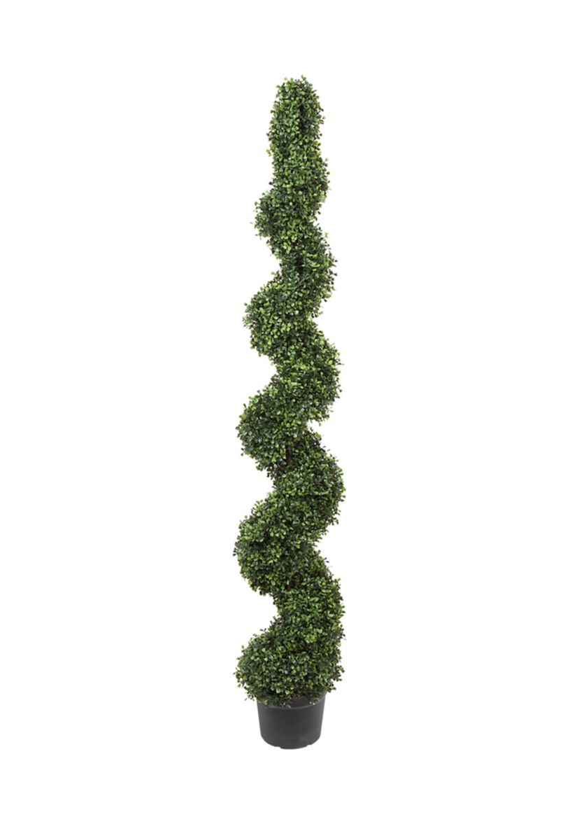 Vickerman 6 Artificial Potted Green Boxwood Spiral Tree.