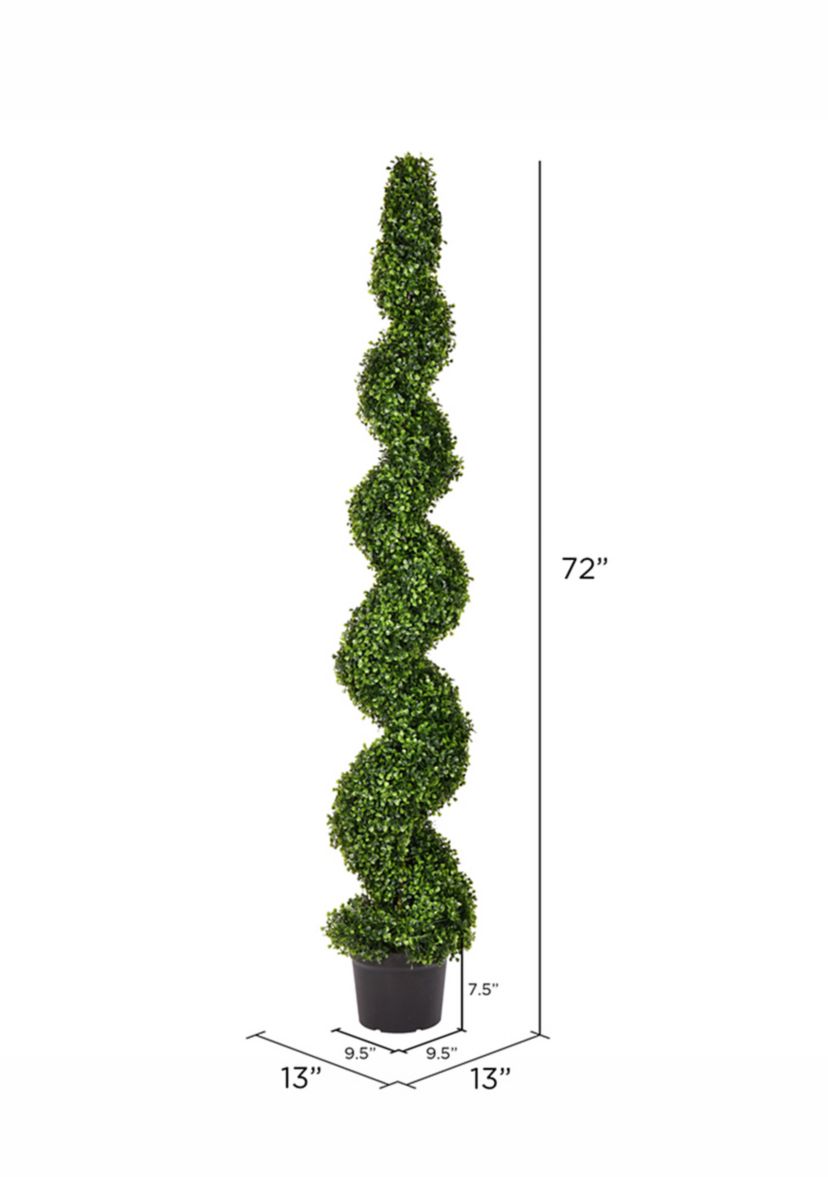 Vickerman 6 Artificial Potted Green Boxwood Spiral Tree.