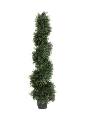 Vickerman 4' Artificial Potted Green Cedar Spiral Tree