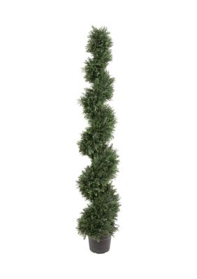 Vickerman 6' Artificial Potted Green Cedar Spiral Tree.