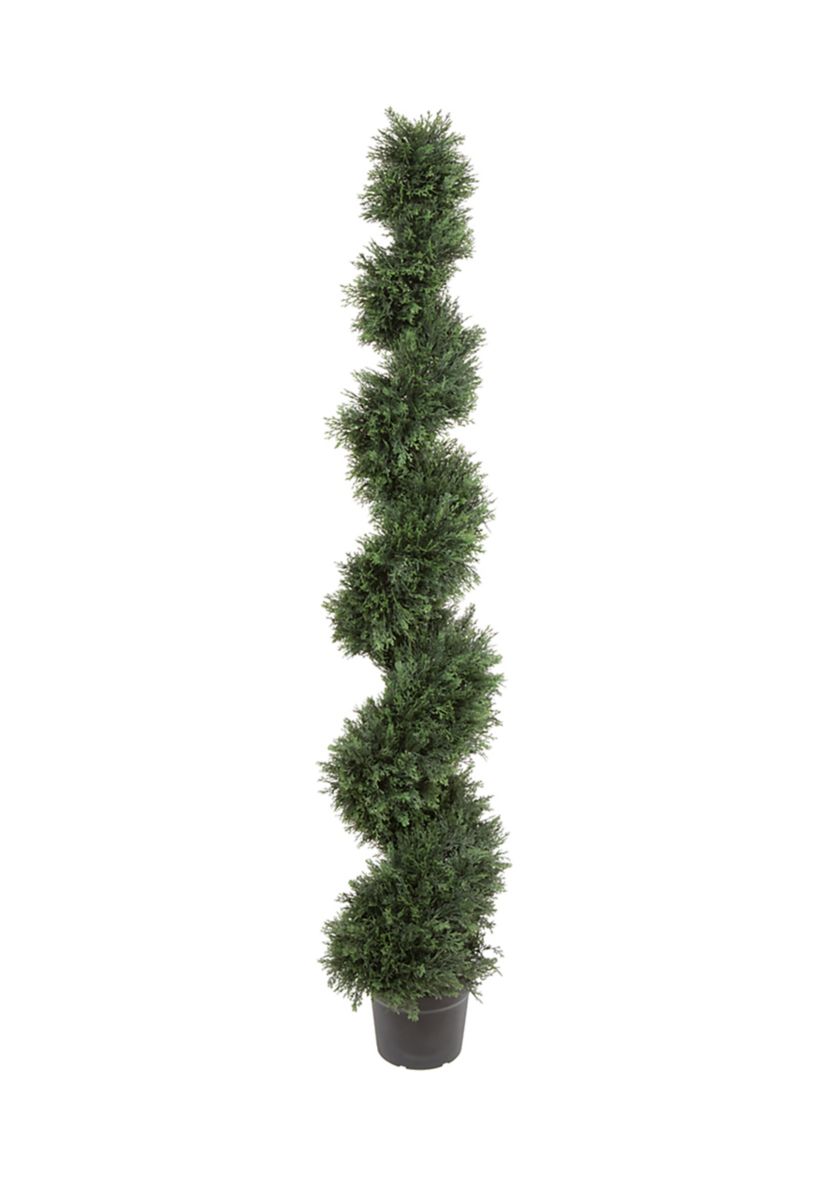 Vickerman 6 Artificial Potted Green Cedar Spiral Tree.