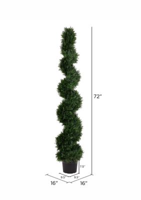 Vickerman 6' Artificial Potted Green Cedar Spiral Tree.