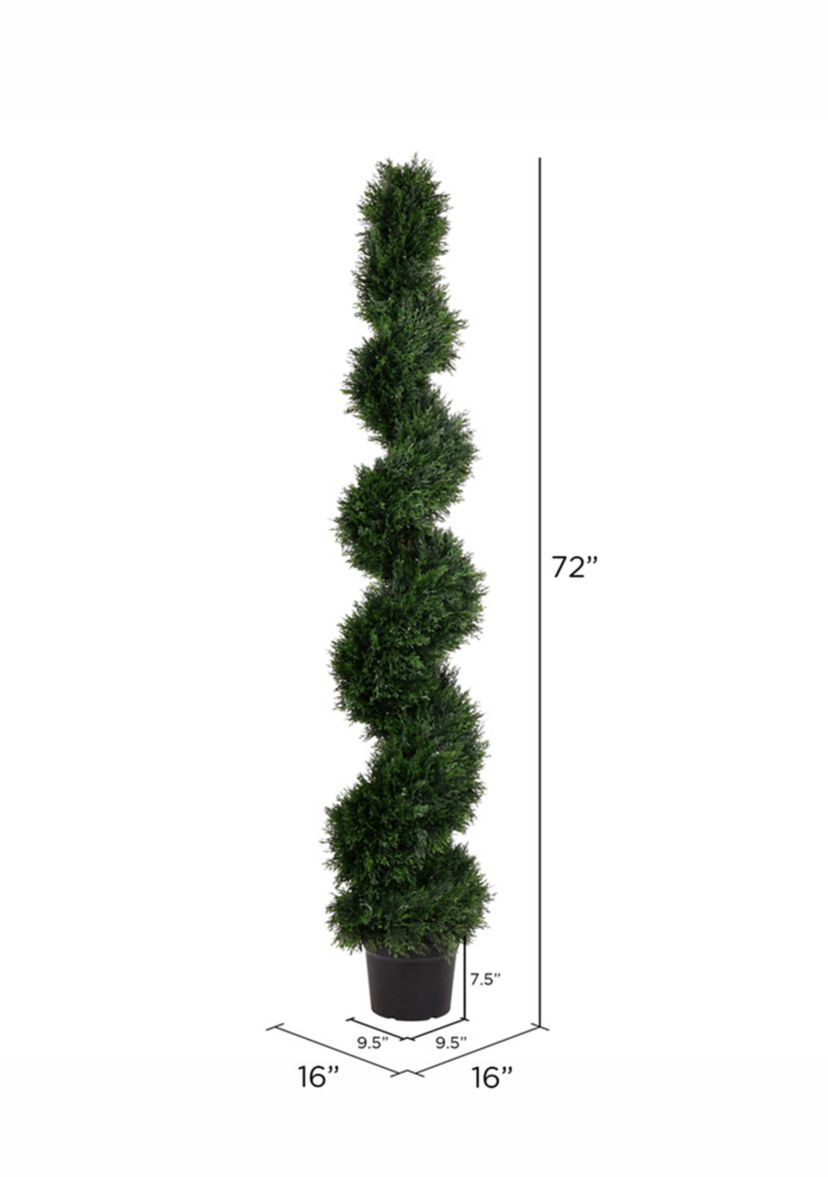 Vickerman 6 Artificial Potted Green Cedar Spiral Tree.