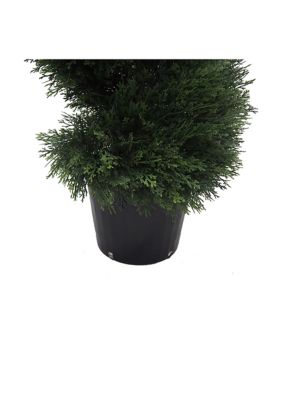 Vickerman 6' Artificial Potted Green Cedar Spiral Tree.