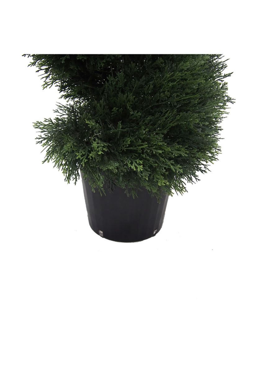 Vickerman 6 Artificial Potted Green Cedar Spiral Tree.