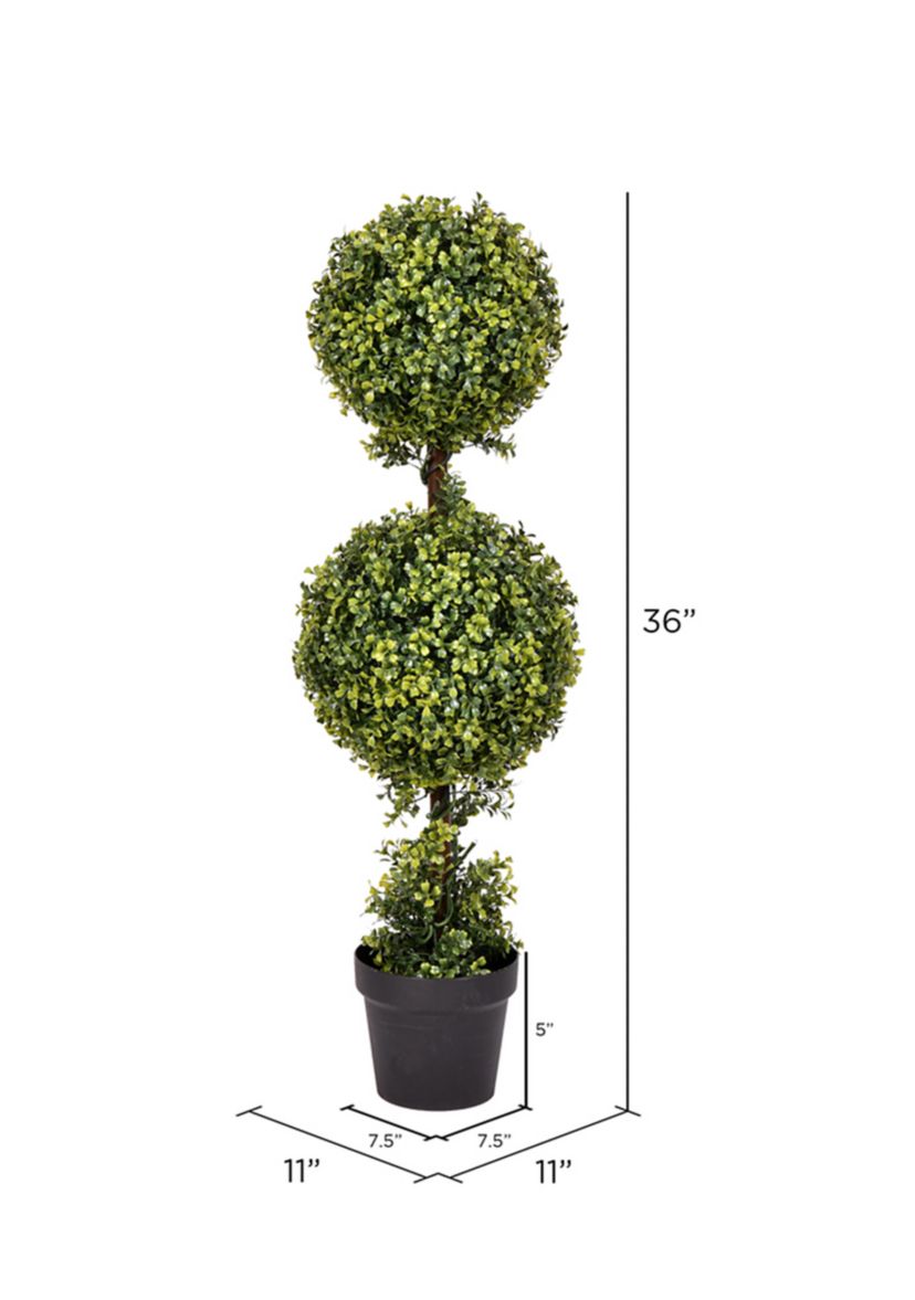 Vickerman 3 Artificial Double Ball Green Boxwood Topiary.