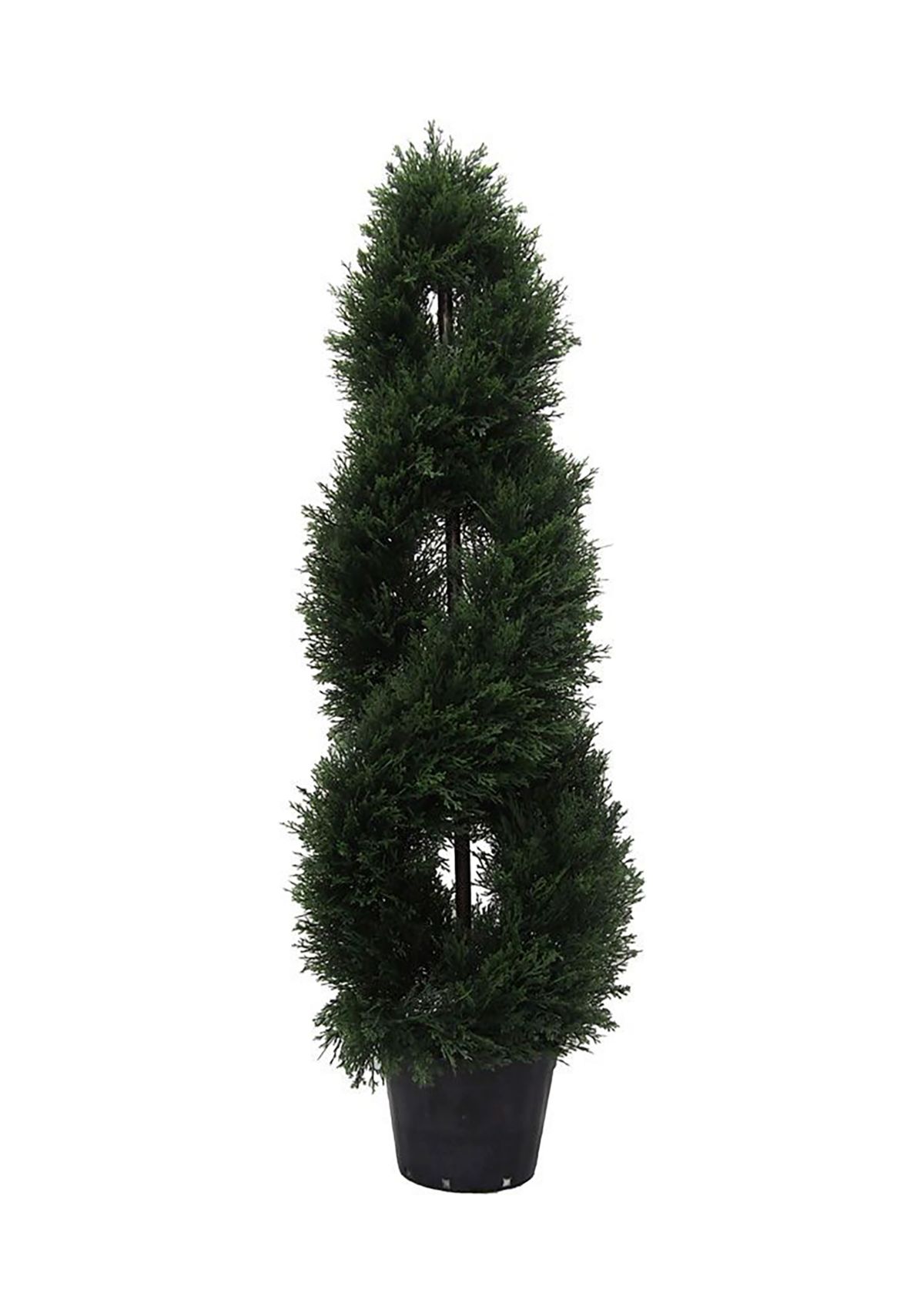 Artificial Cedar Double Spiral Topiary, Plastic Pot.