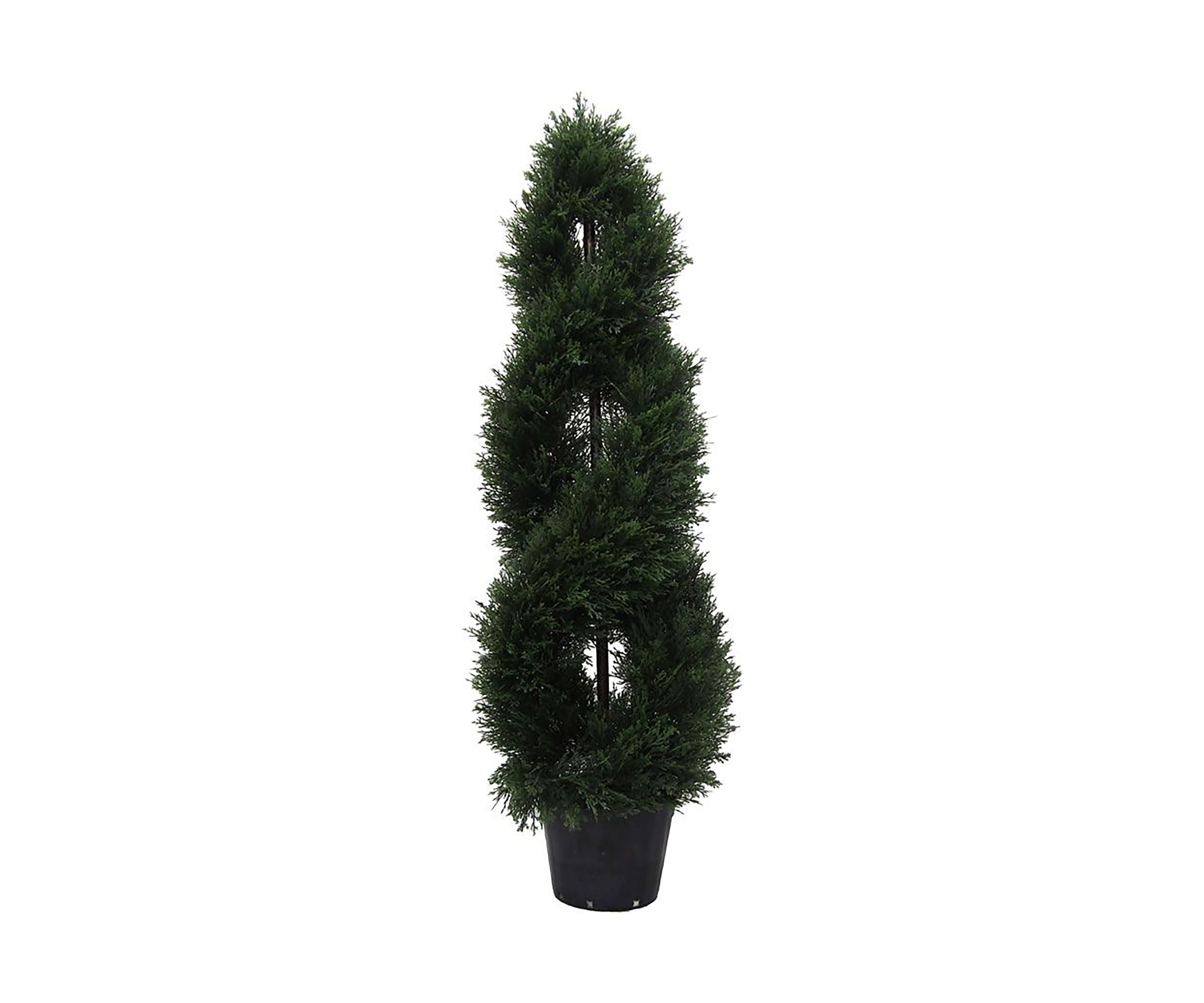 Artificial Cedar Double Spiral Topiary, Plastic Pot.