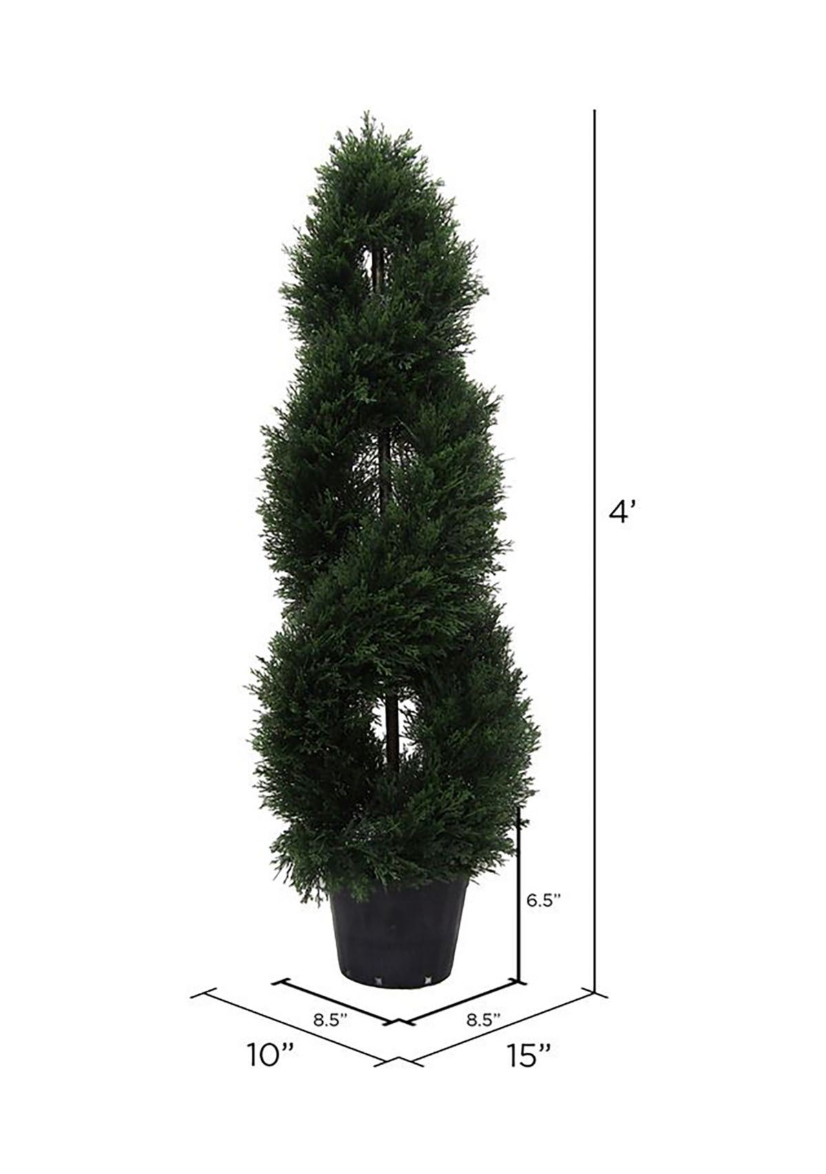 Artificial Cedar Double Spiral Topiary, Plastic Pot.