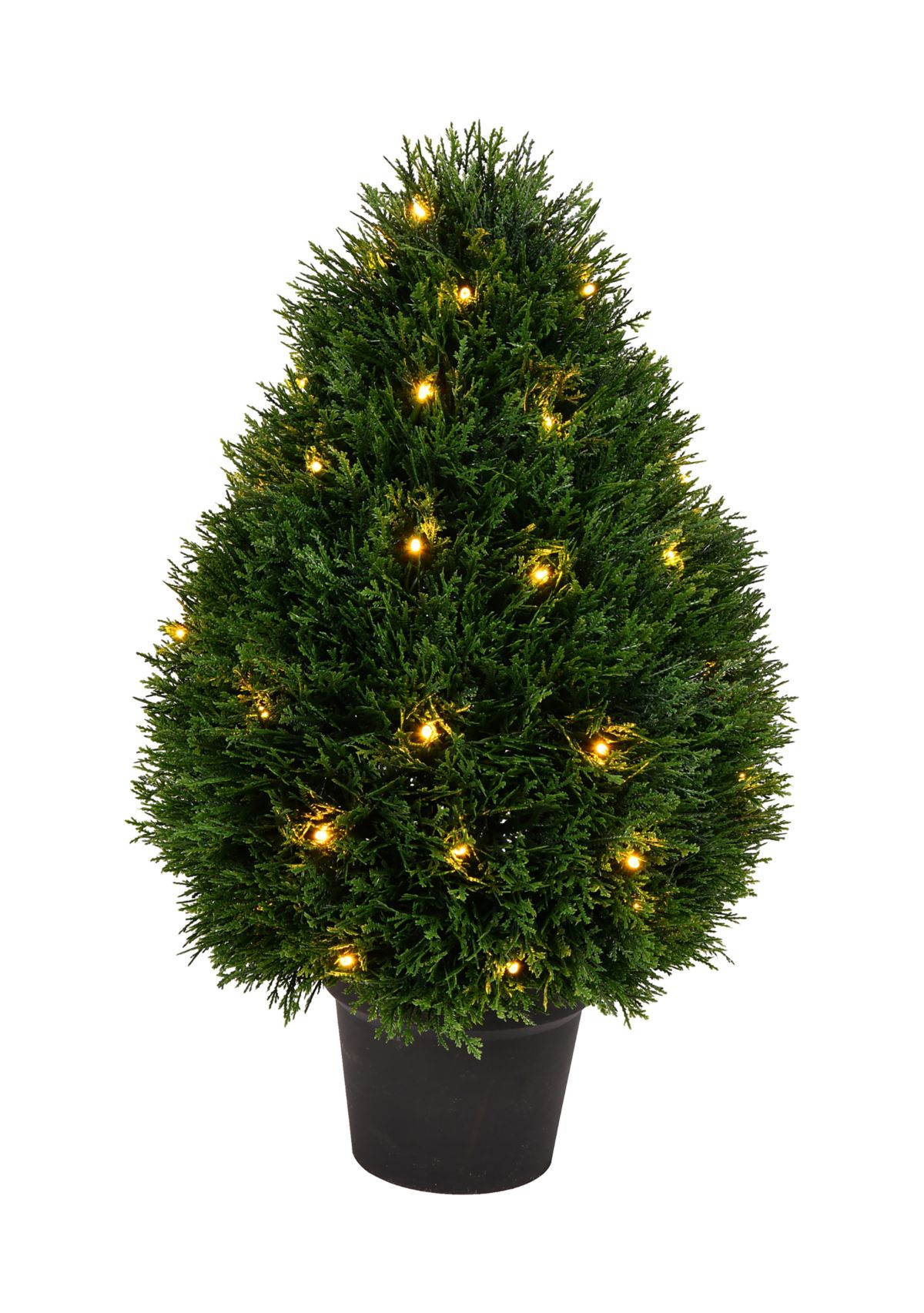 Cedar Teardrop Shaped Bush Warm White 3MM LED Lights