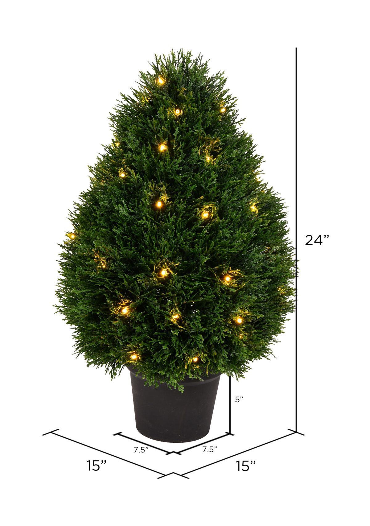 Cedar Teardrop Shaped Bush Warm White 3MM LED Lights