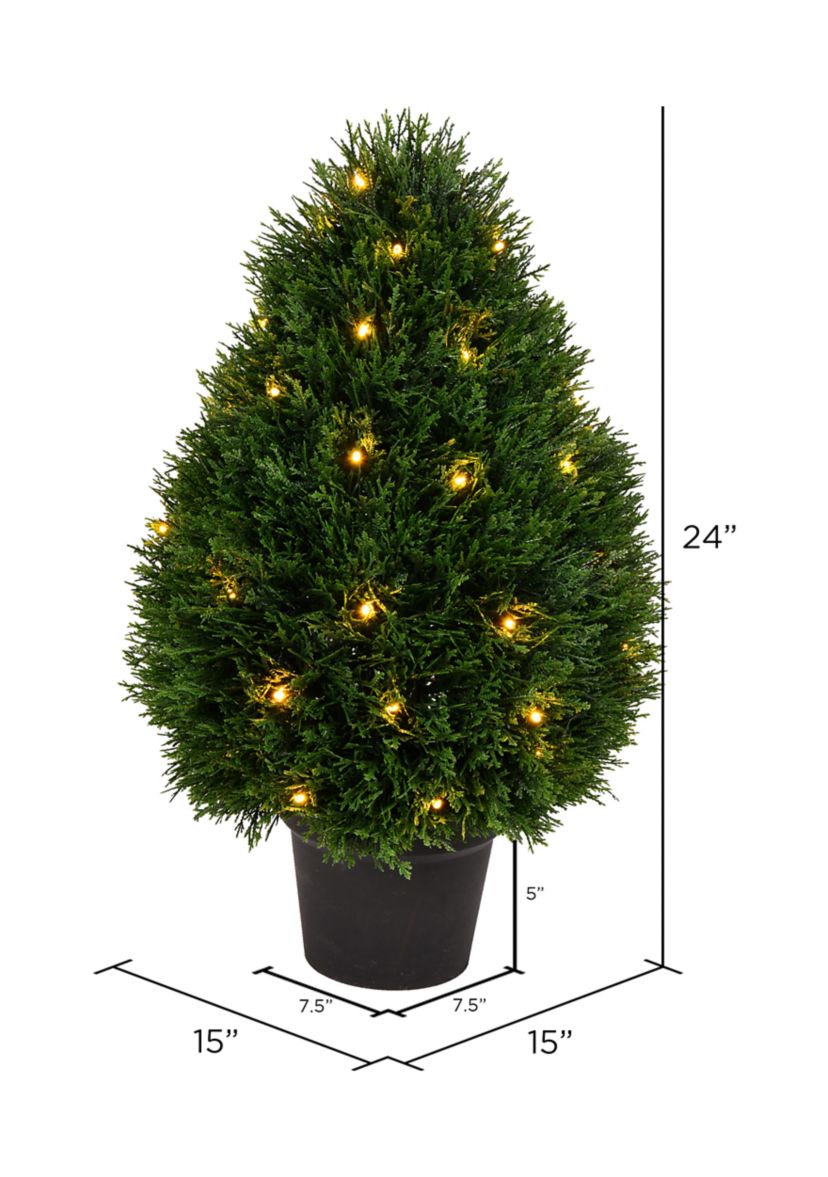 Cedar Teardrop Shaped Bush Warm White 3MM LED Lights