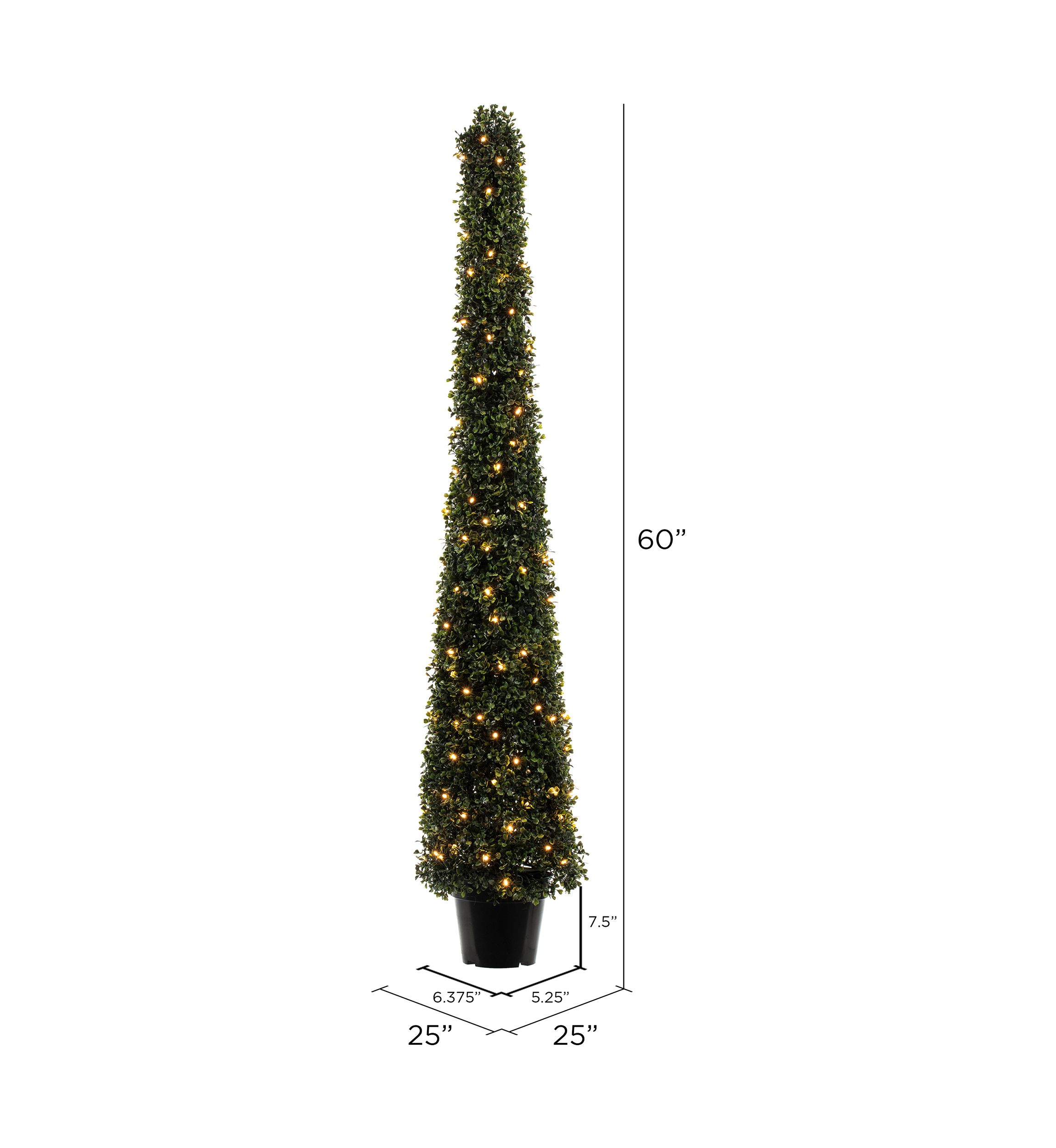 Potted Boxwood Cone with 150 Warm White LED Lights