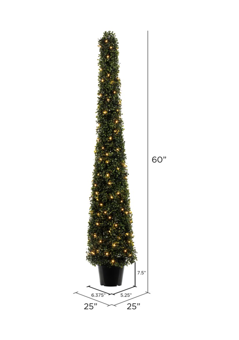 Potted Boxwood Cone with 150 Warm White LED Lights