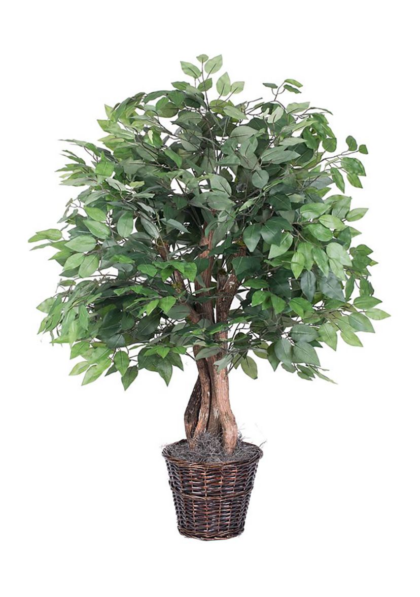 Artificial Ficus Extra Full Bush, Rattan Basket