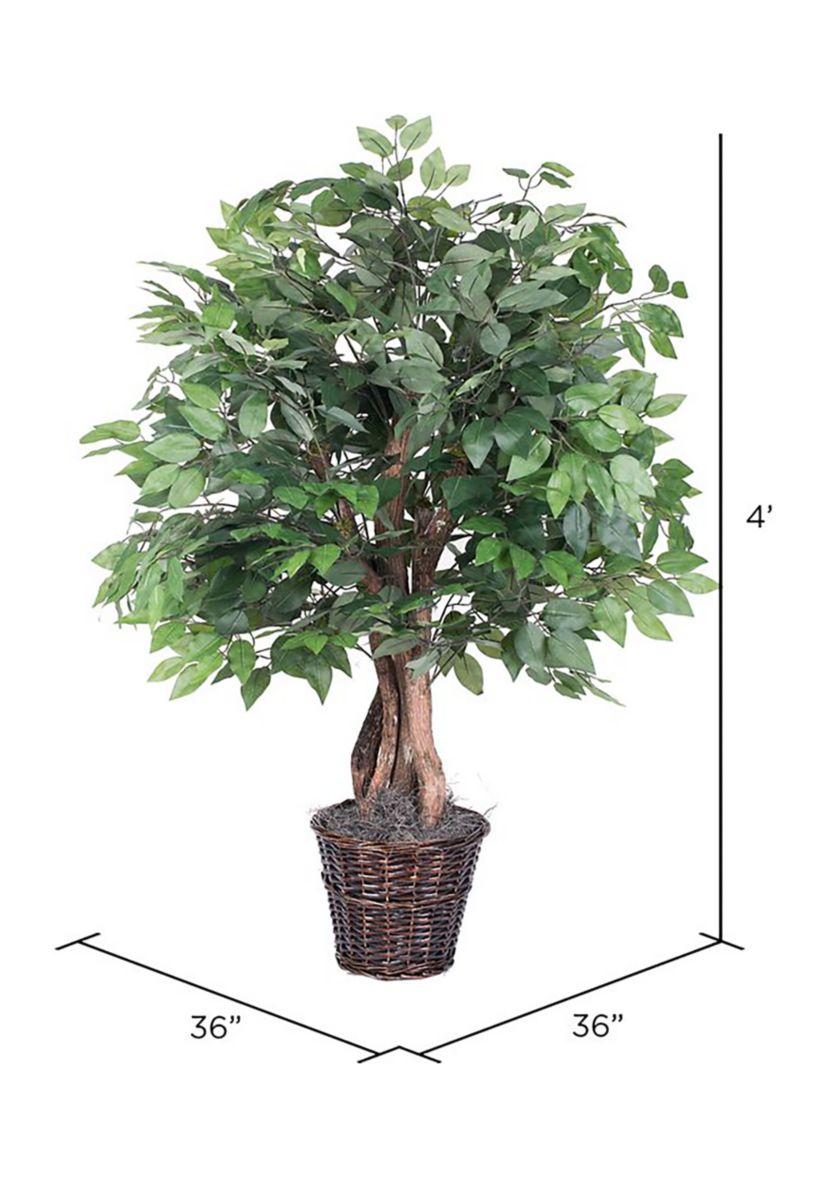 Artificial Ficus Extra Full Bush, Rattan Basket