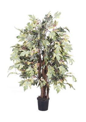 Vickerman Artificial Frosted Maple Extra Full Bush, Plastic Pot, Brown