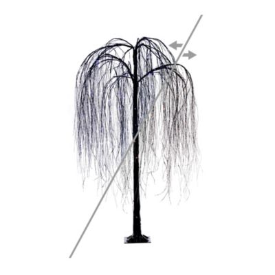 Vickerman 6' x 38" Black Willow Twig Artificial Pre-Lit Halloween Tree with 243 Purple and Orange LED Dot Lights. It measures 72 inches tall, and 38