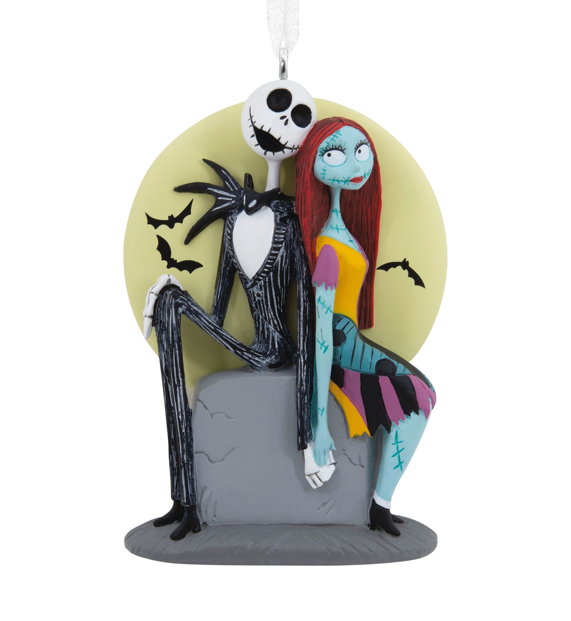 Disney & Tim Burtons The Nightmare Before Christmas Jack and Sally on Tombstone Christmas Ornament