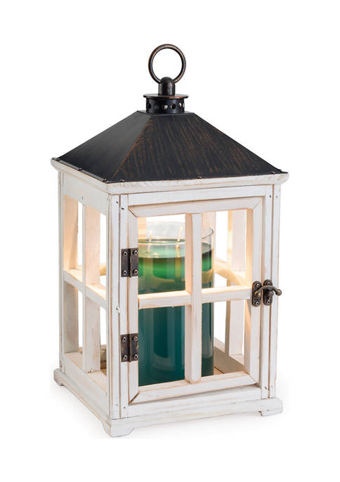 Airome White Wooden Candle Warmer Lantern