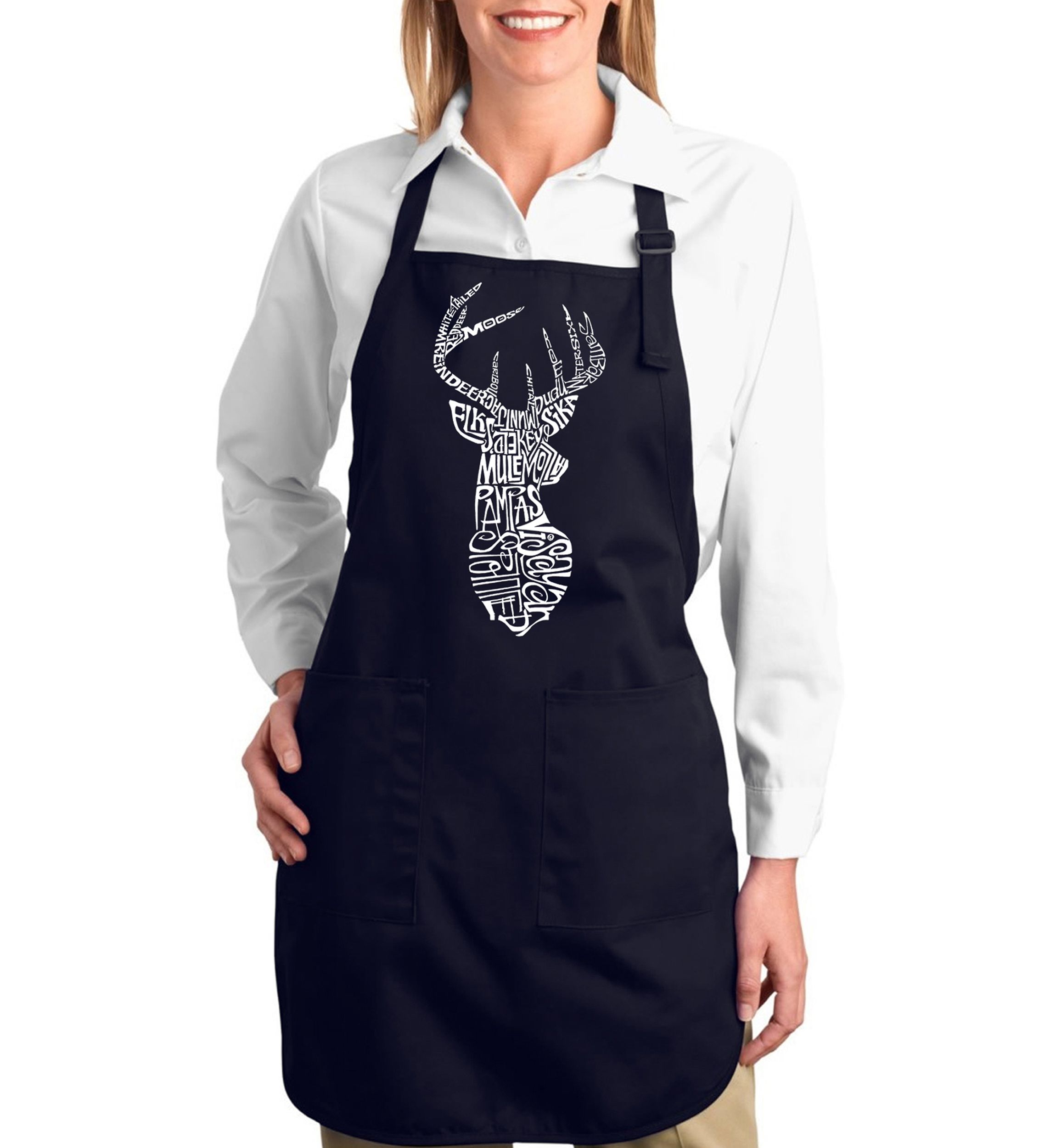 Full Length Word Art Apron - Types of Deer