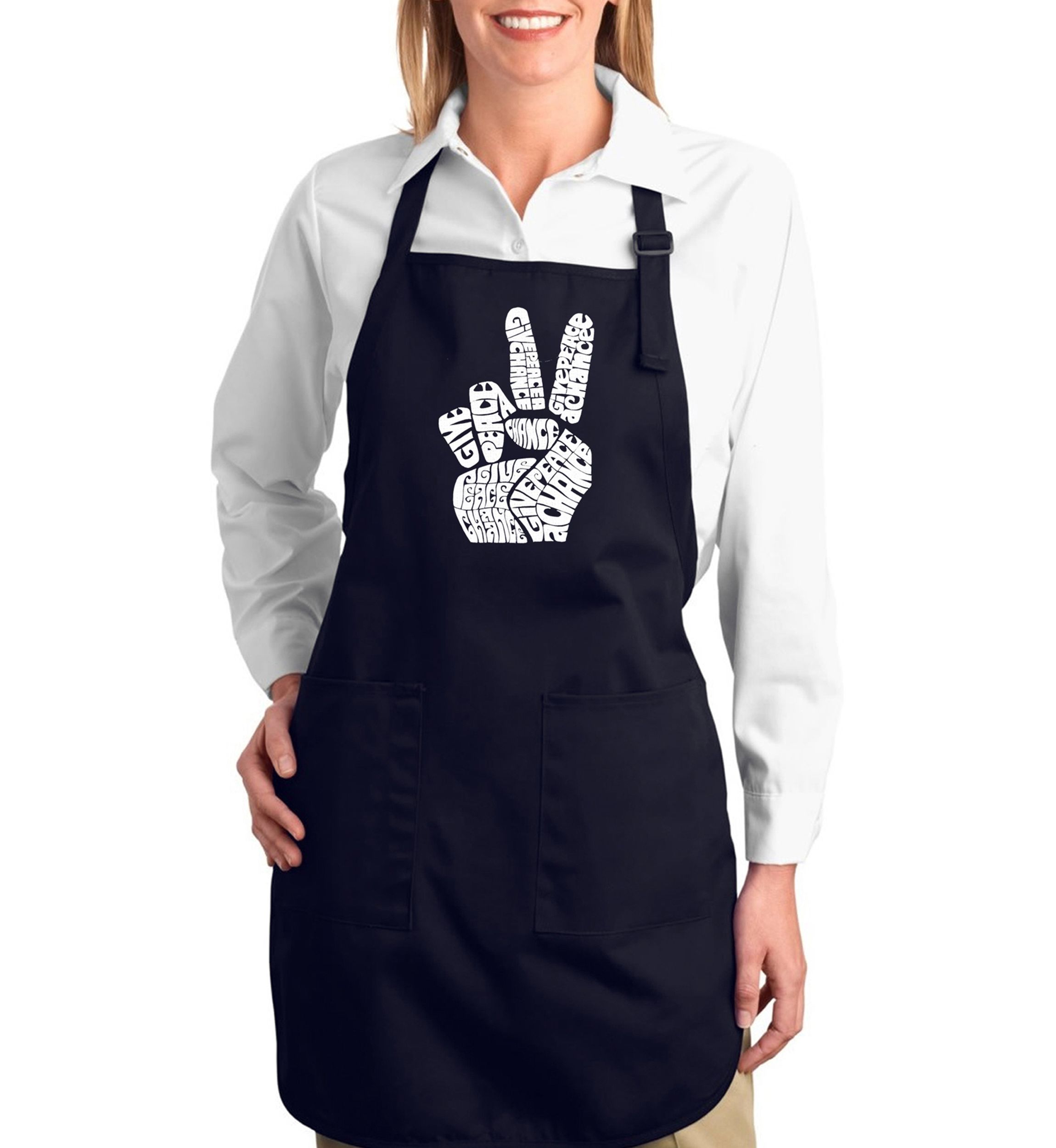 Full Length Word Art Apron - Peace Fingers