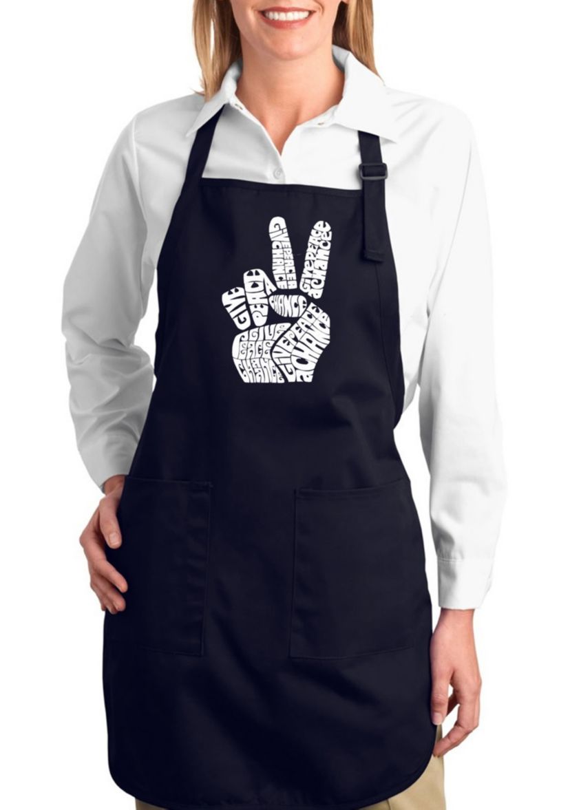 Full Length Word Art Apron - Peace Fingers
