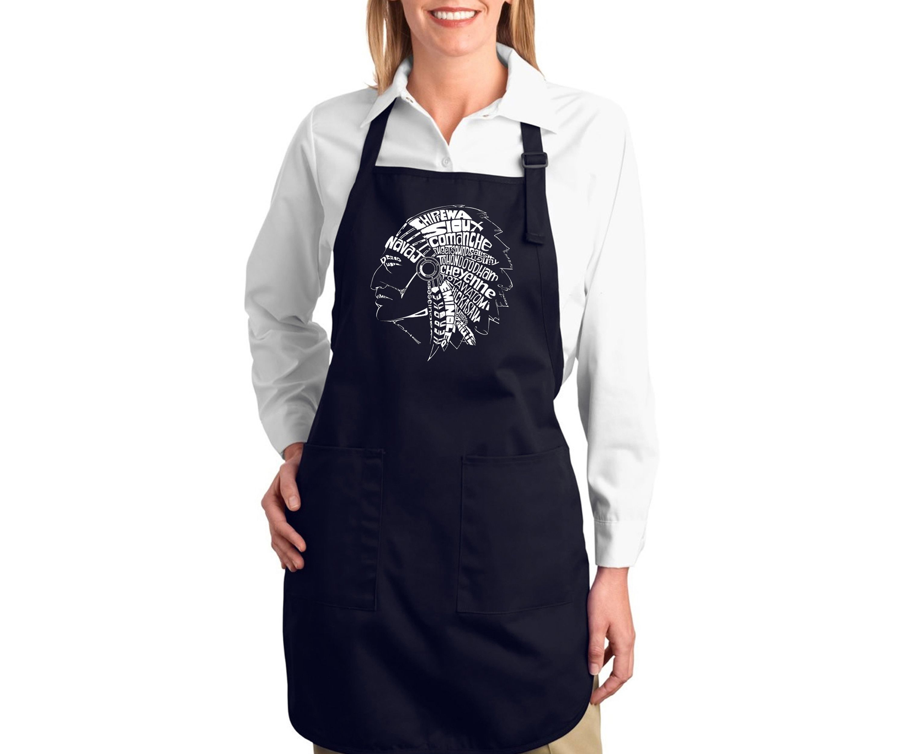 Full Length Word Art Apron -  Popular Native American Indian Tribes