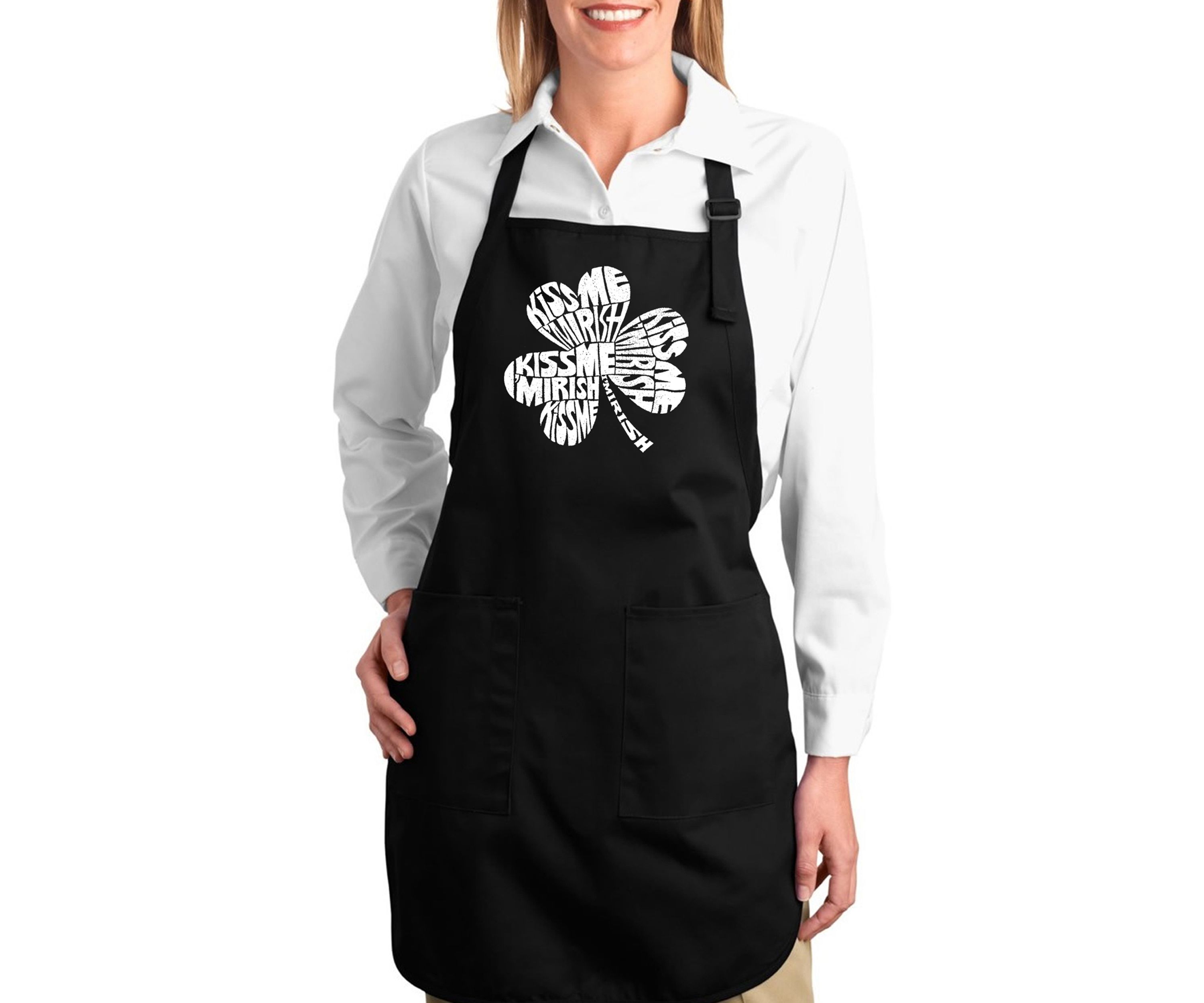 Full Length Word Art Apron - Kiss Me Im Irish