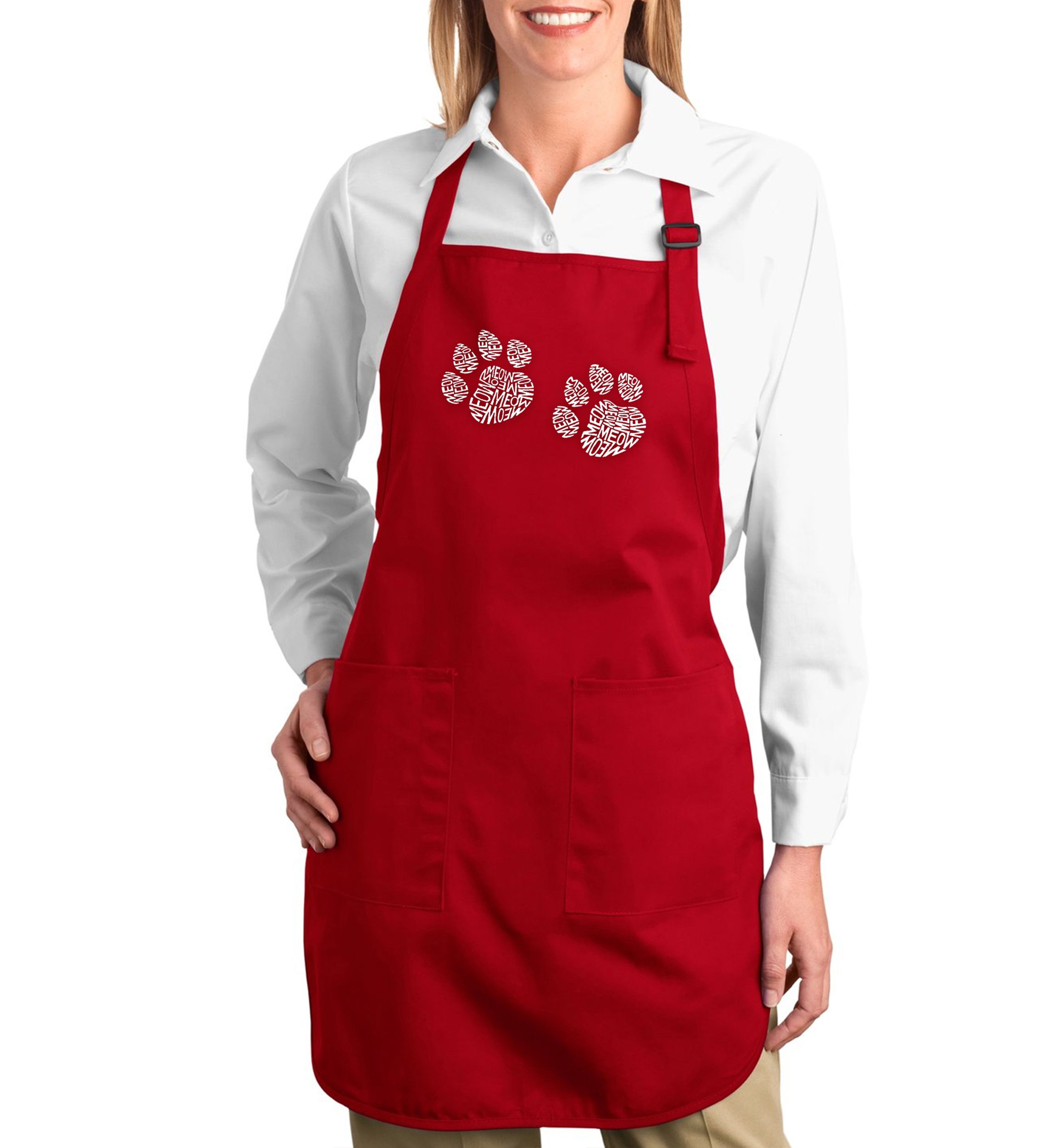 Full Length Word Art Apron - Meow Cat Prints