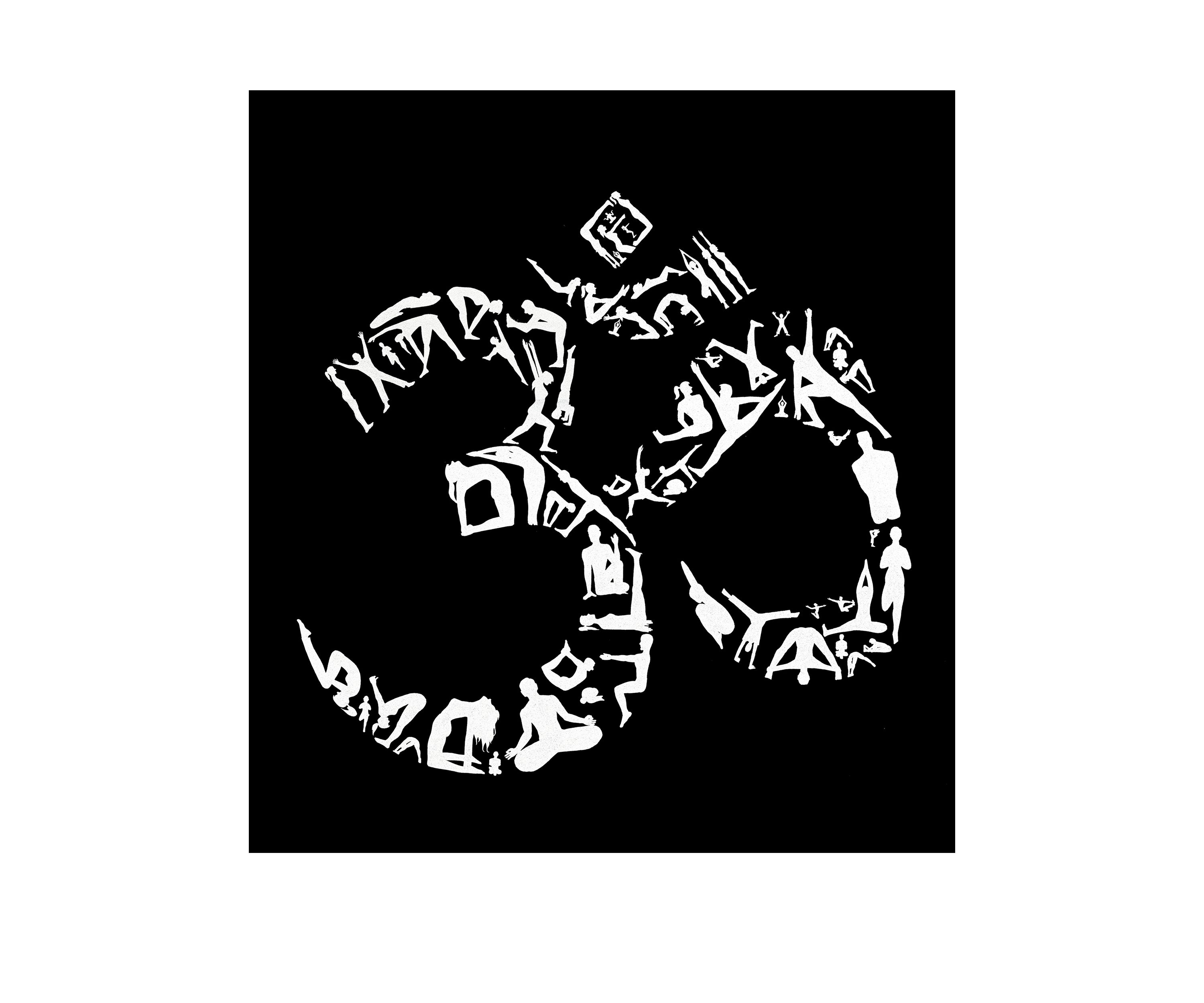 Full Length Word Art Apron - The Om Symbol Yoga Poses