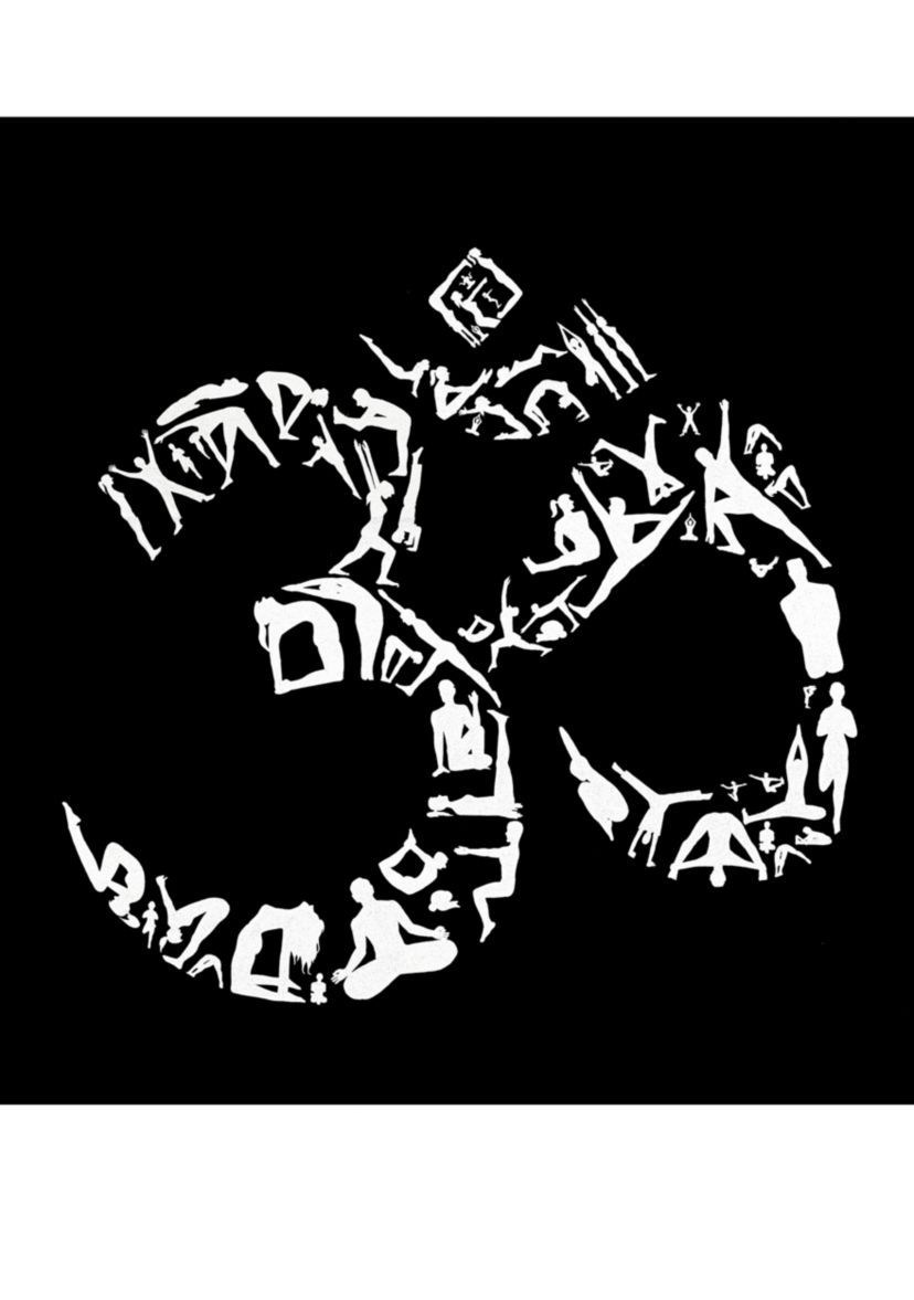 Full Length Word Art Apron - The Om Symbol Yoga Poses