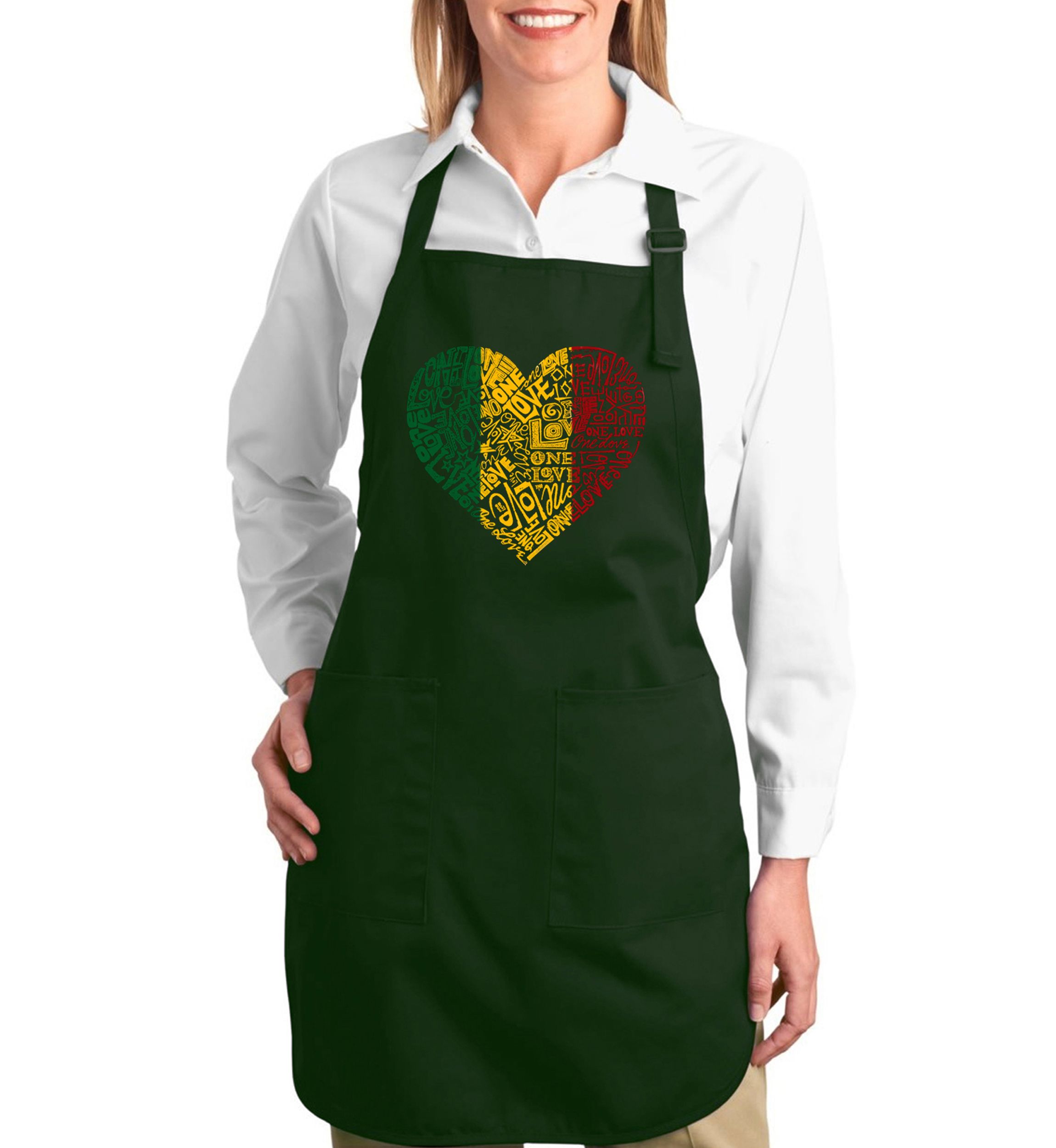 Full Length Word Art Apron - One Love Heart