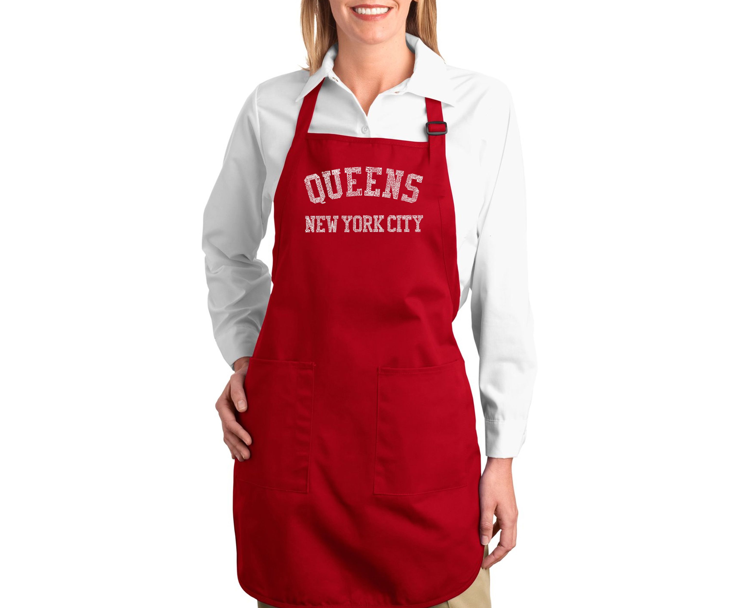 Full Length Word Art Apron - Popular Neighborhoods in Queens, NY