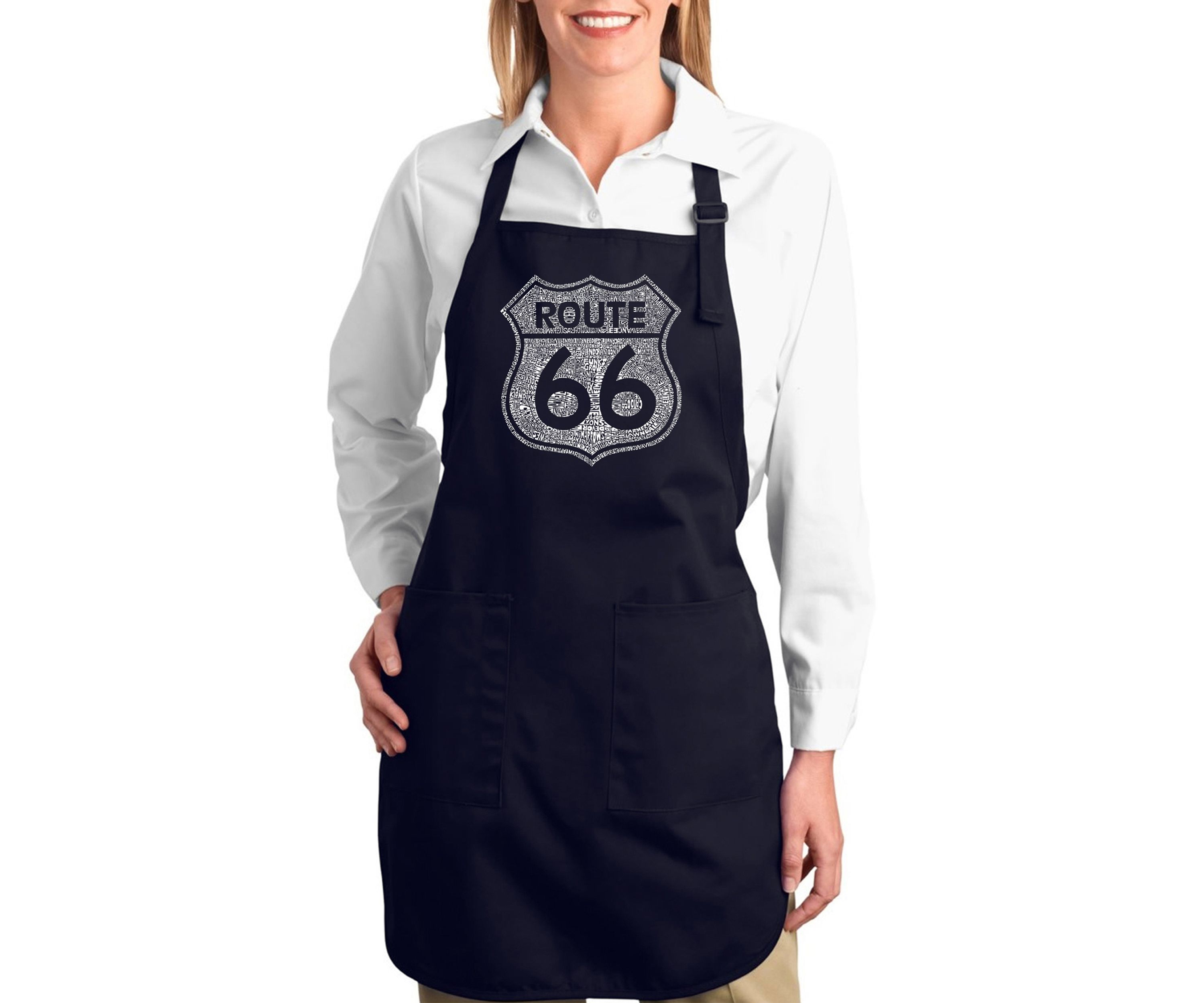 Full Length Word Art Apron - Cities Along The Legendary Route 66