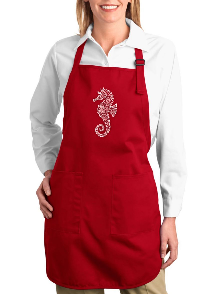 Full Length Word Art Apron - Types of Seahorse