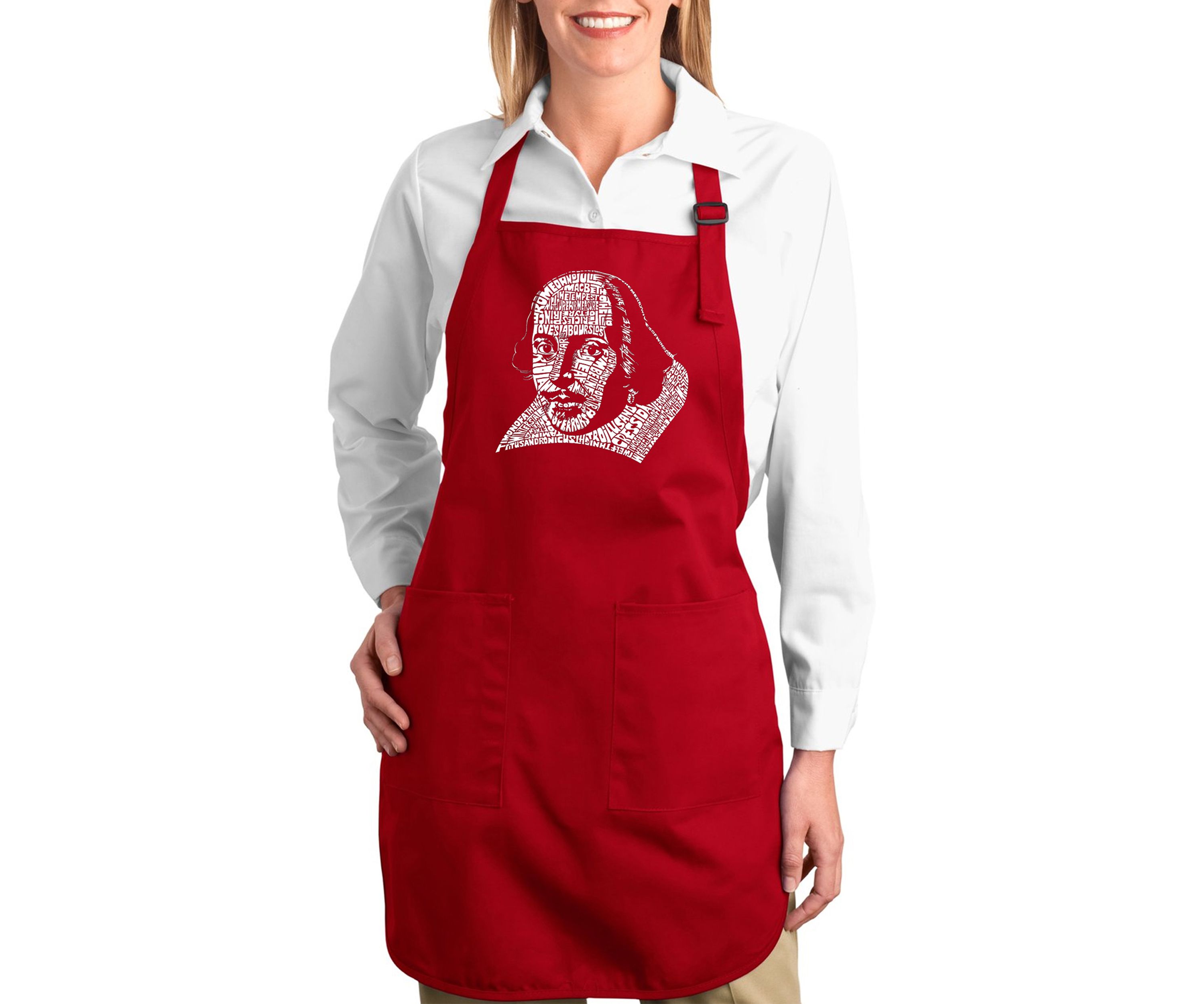 Full Length Word Art Apron -The Titles of All of William Shakespeares Comdies & Tragedies