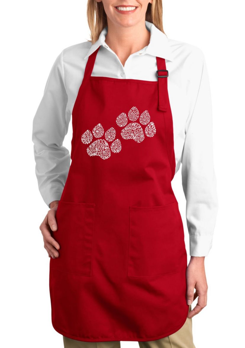 Full Length Word Art Apron - Woof Paw Prints
