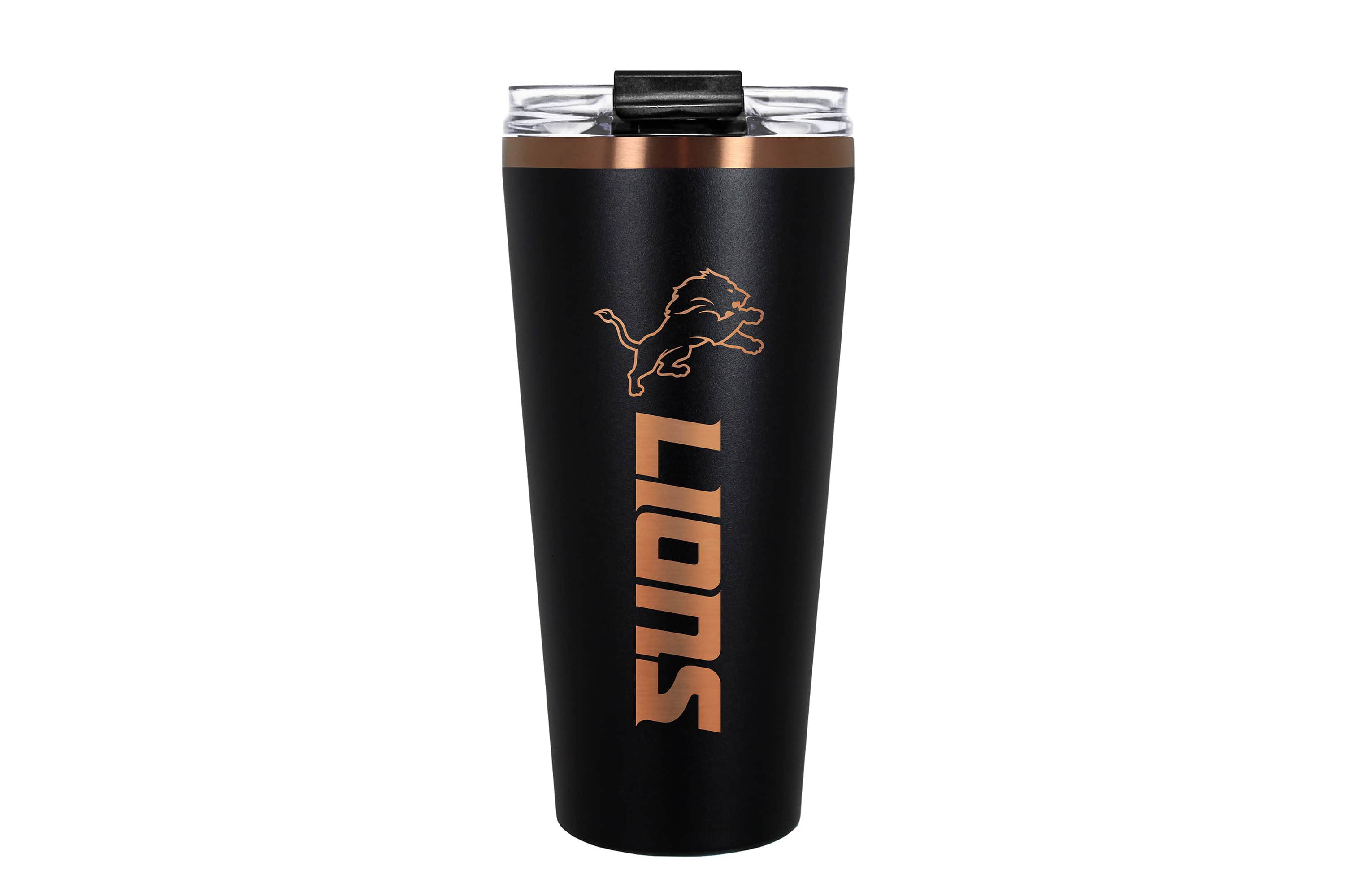 NFL Detroit Lions 32oz Black and Copper Big Slim Travel Tumbler