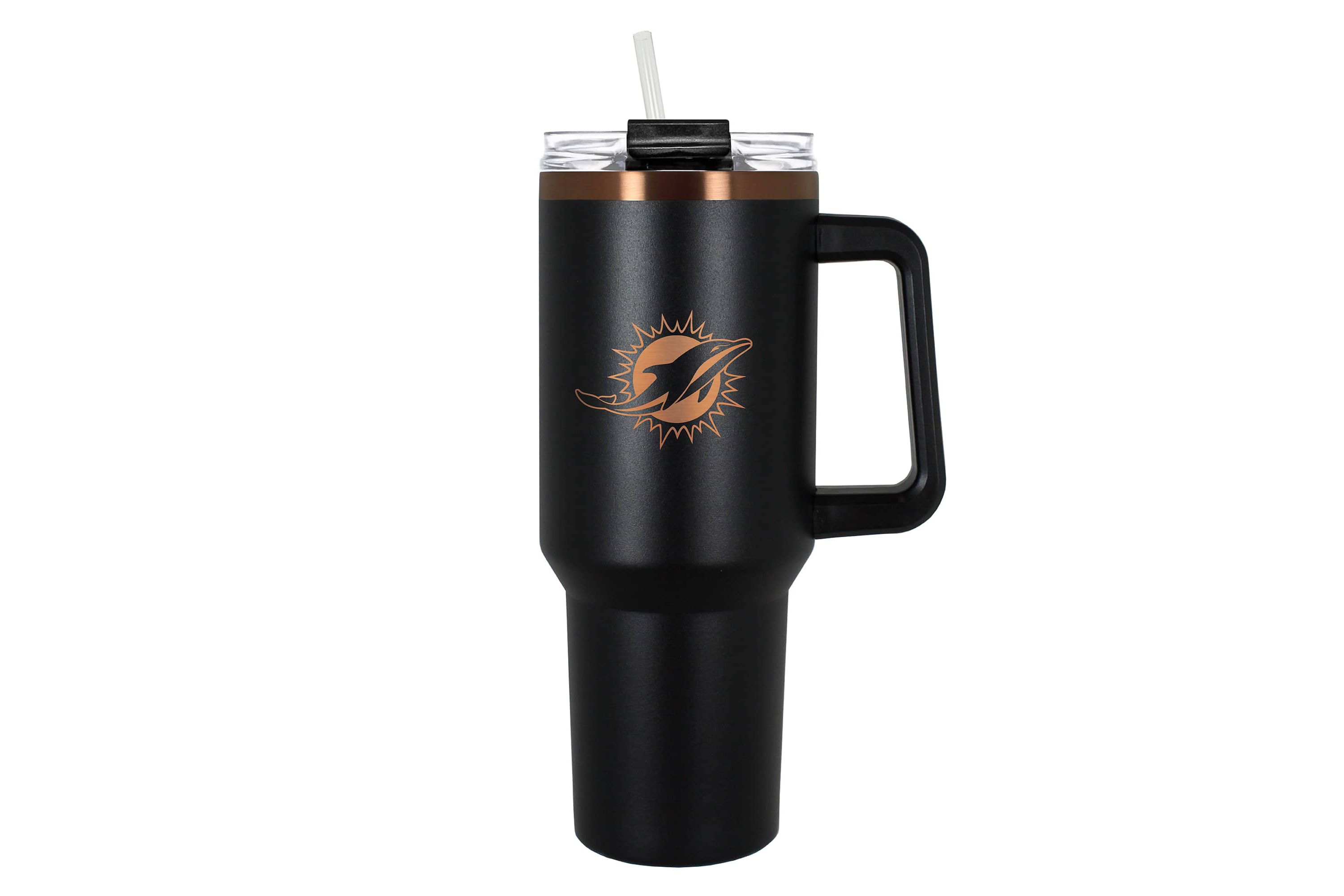NFL Miami Dolphins 40oz Black and Crème Colossus Travel Mug