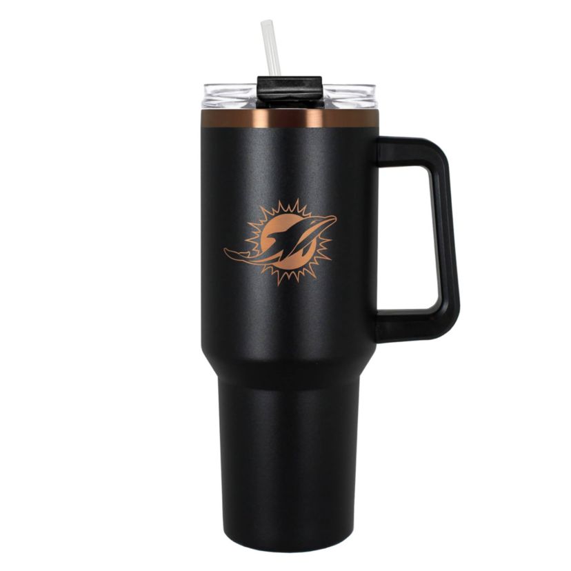 NFL Miami Dolphins 40oz Black and Crème Colossus Travel Mug