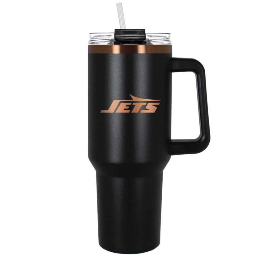 NFL New York Jets 40oz Black and Crème Colossus Travel Mug