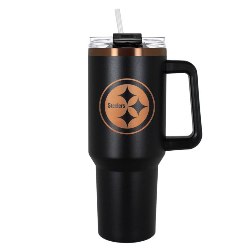 NFL Pittsburgh Steelers 40oz Black and Crème Colossus Travel Mug