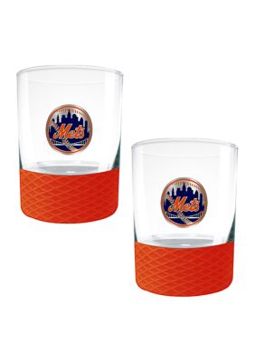 Great American Products MLB New York Mets 2-Piece Commissioner Glass Set, 15 Ounces
