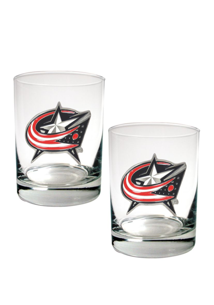 NHL Columbus Blue Jackets 2 Piece Rocks Glass Set
