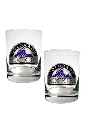 Great American Products MLB Colorado Rockies Rocks Glass Set of 2, 0.14 Ounces