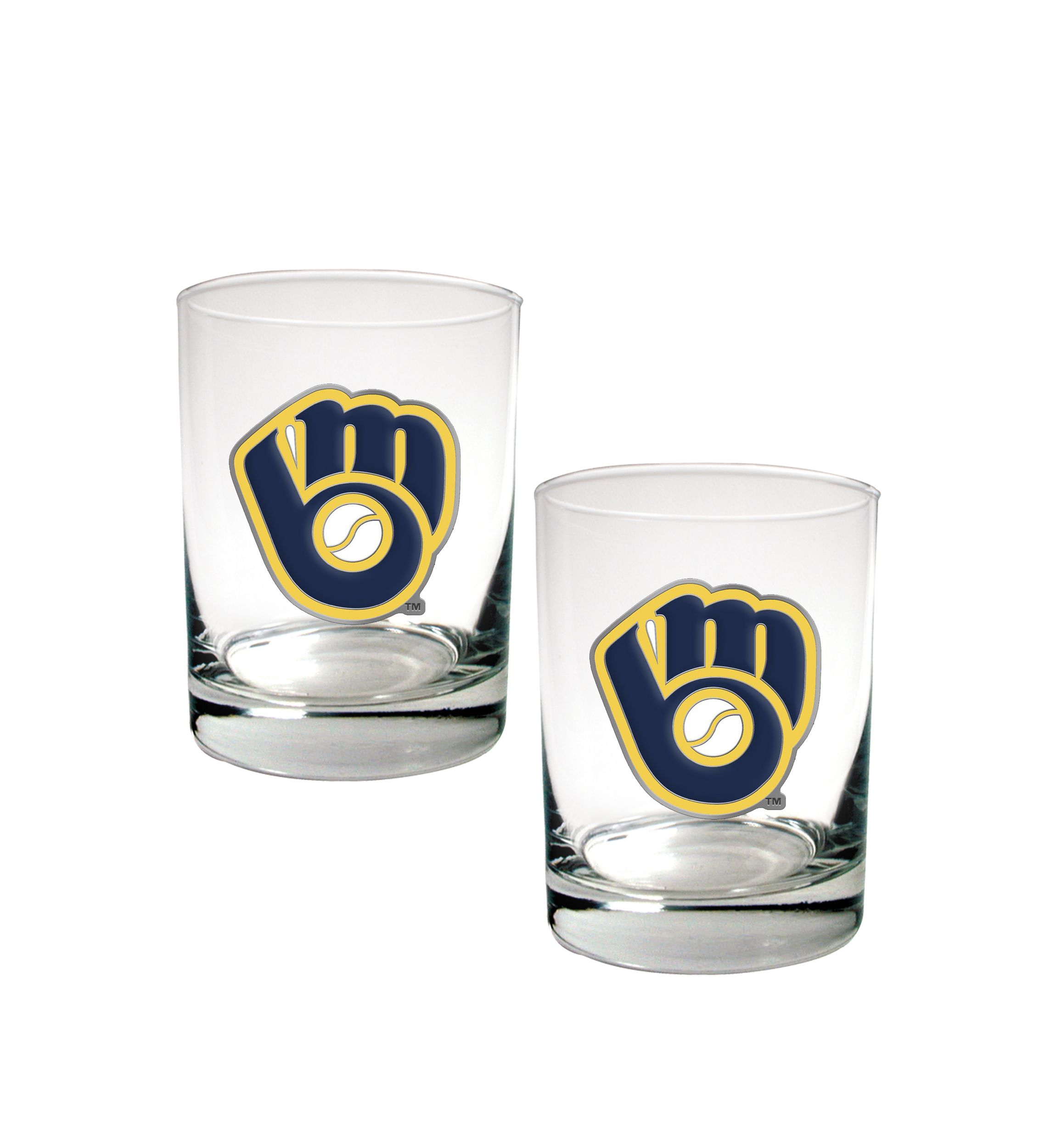 MLB Milwaukee Brewers Set of 2 Rocks Glass Set