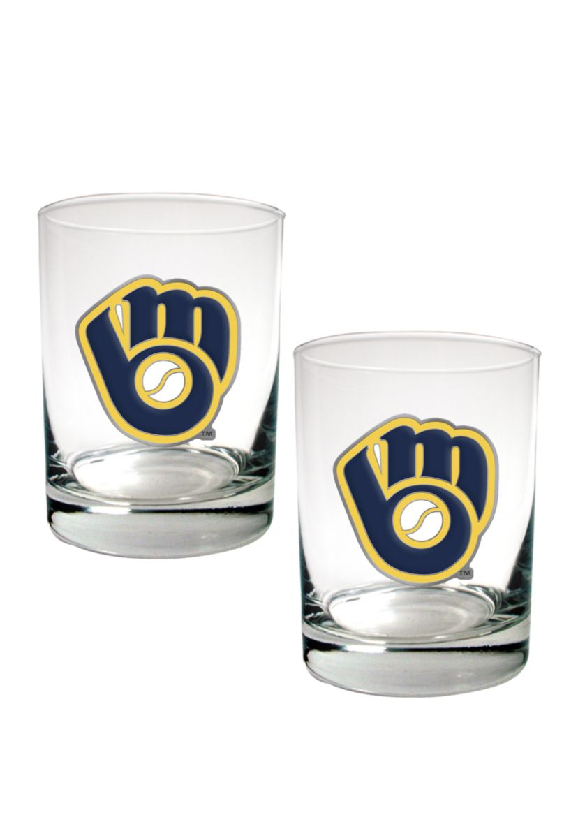 MLB Milwaukee Brewers Set of 2 Rocks Glass Set