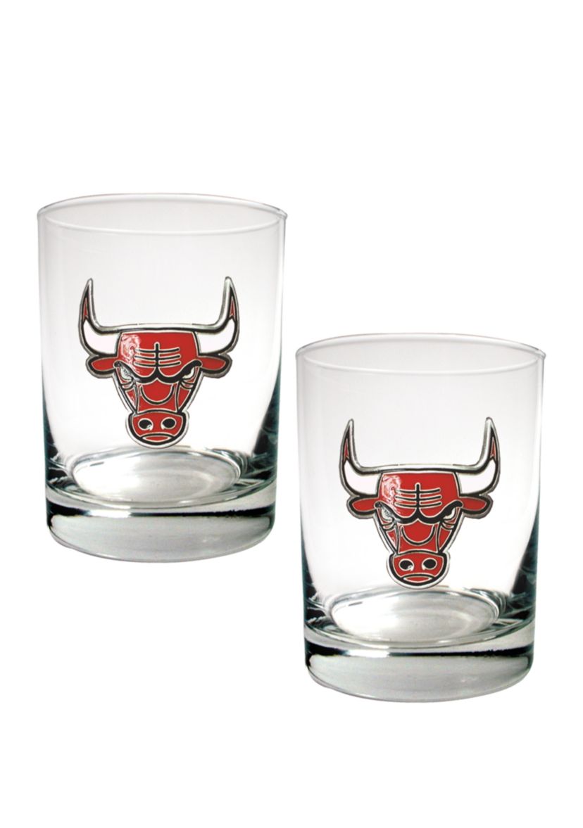 NBA Chicago Bulls Set of 2 Rocks Glass Set