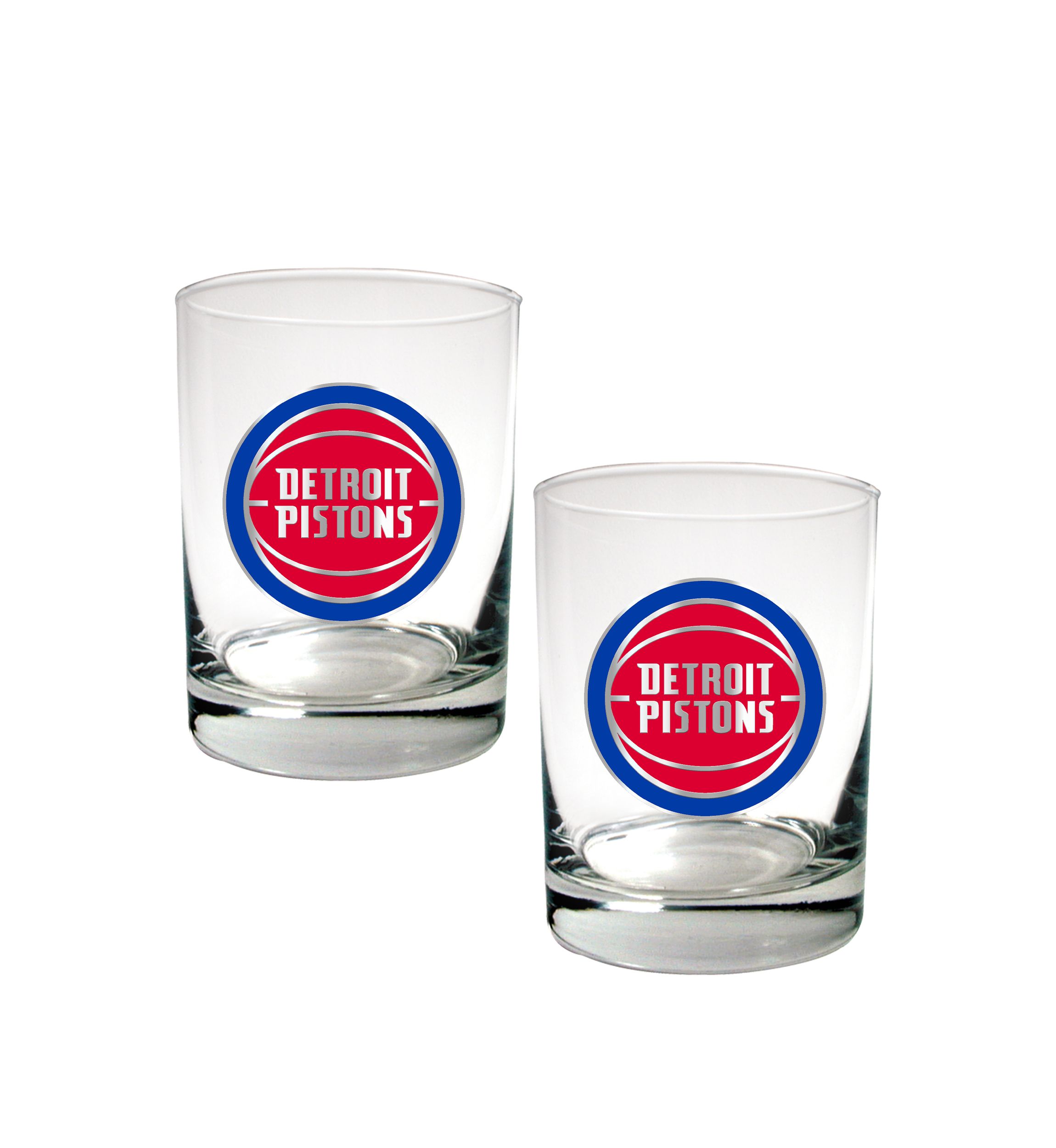 NBA Detroit Pistons Set of 2 Rocks Glass Set